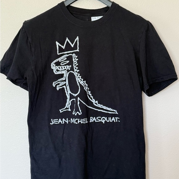 Jean-Michel Basquiat Black Dinosaur King Short Sleeve, Size Medium - Picture 1 of 3